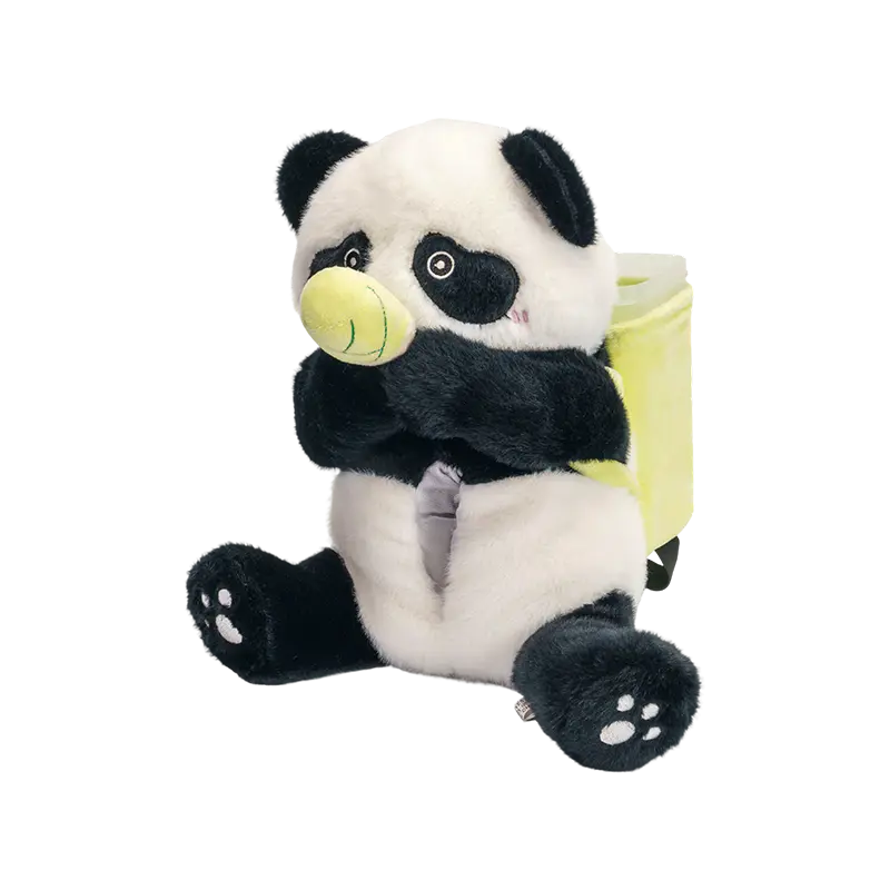 Søt sittende plysjpanda med kurv Søt sittende plysjpanda med kurv