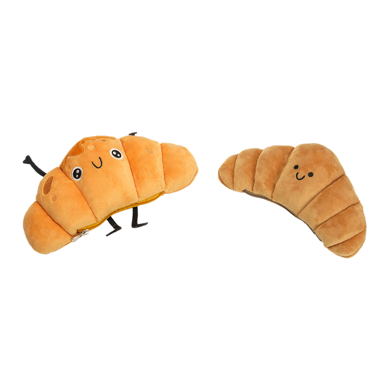 Plysjetuier med croissant-ansikt