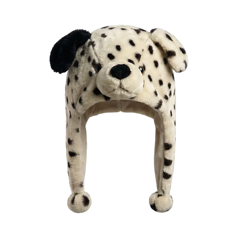 Svart og hvit hundeplysjhatt