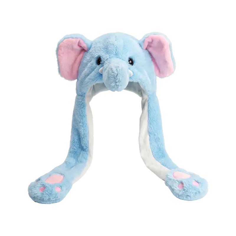 Blå elefant lue i plysj