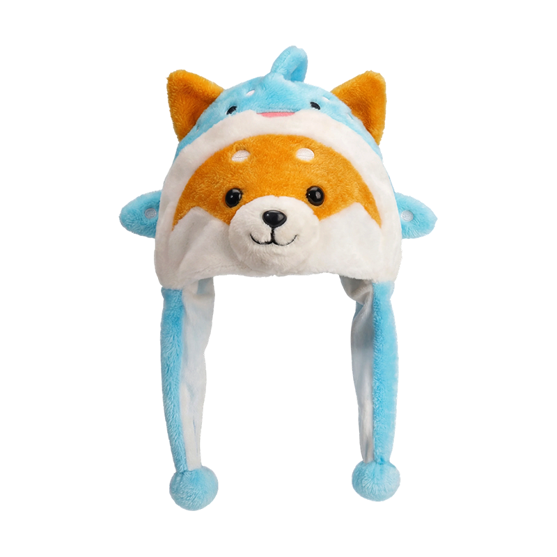 Blå shiba inu lue i plysj