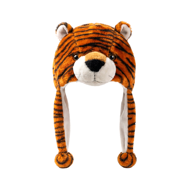 Plysjhatt med tigerstriper